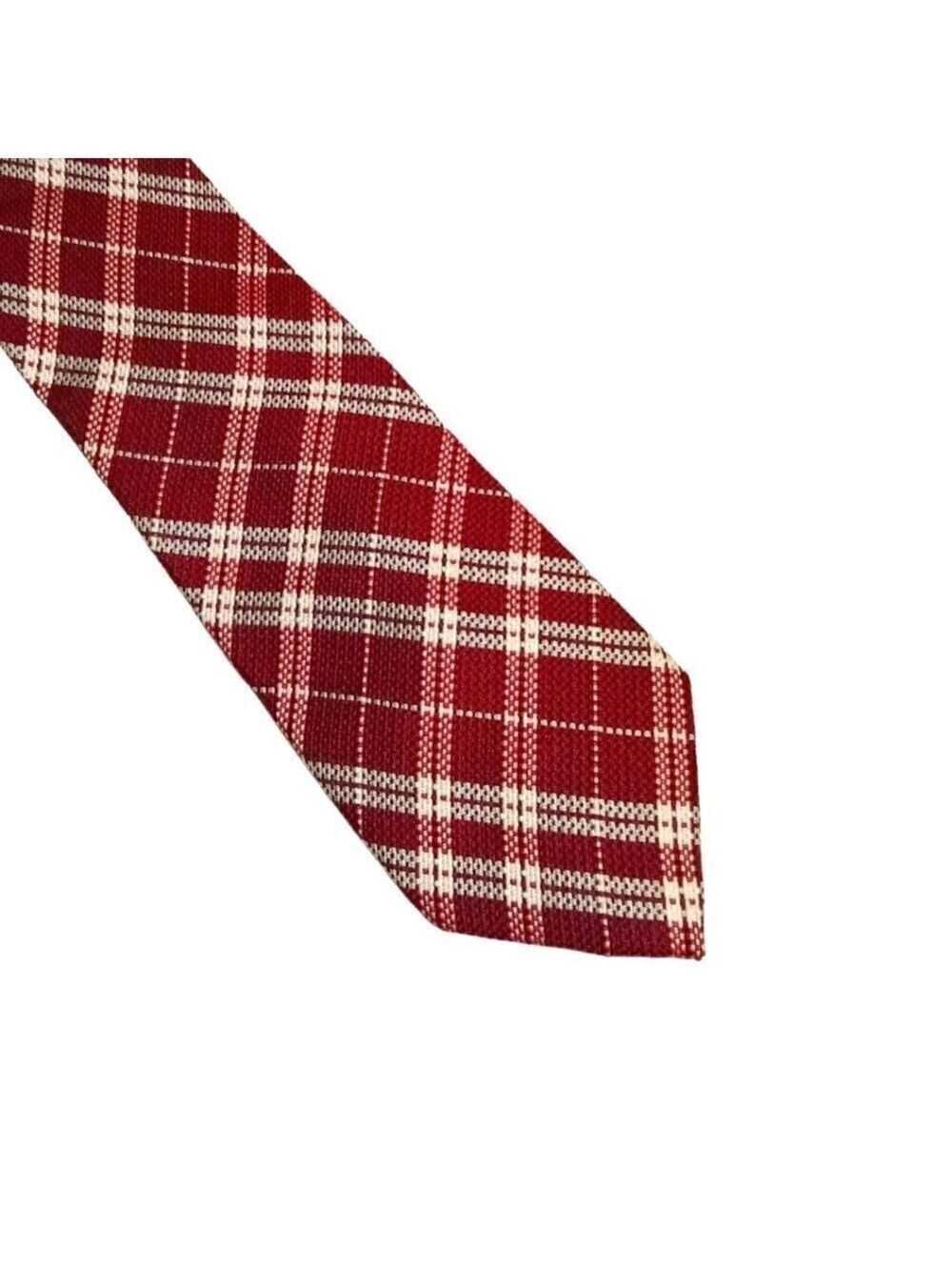Tommy Hilfiger Red & White Plaid Silk New Standard Tie
